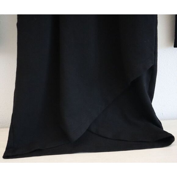 Monrow Women's Sz Small Black Supersoft Fleece Cross Over V Mini Dress - Picture 8 of 11